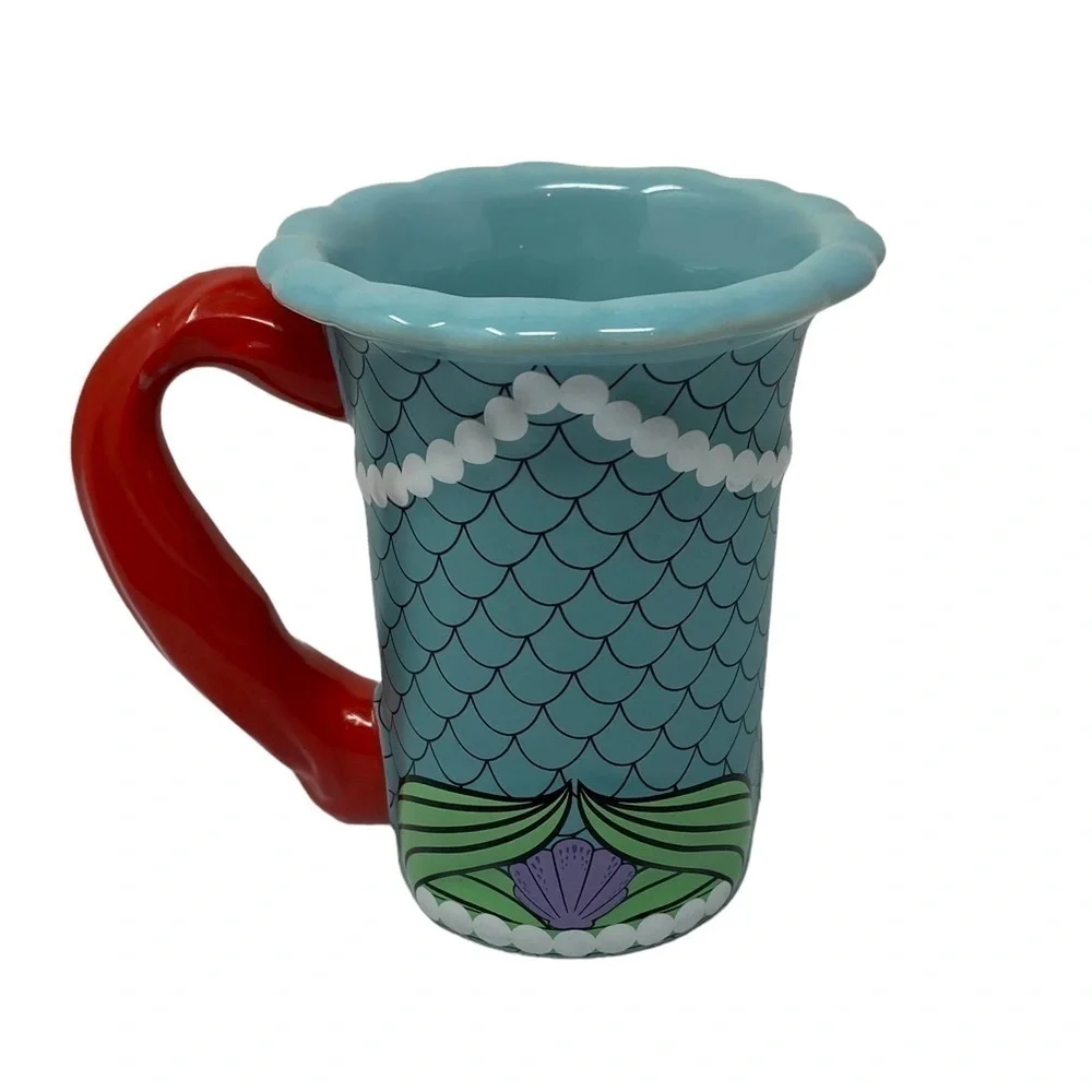 LITTLE MERMAID Coffee Mug Disney Parks Peramic Cup ARIEL Sculpted 3D